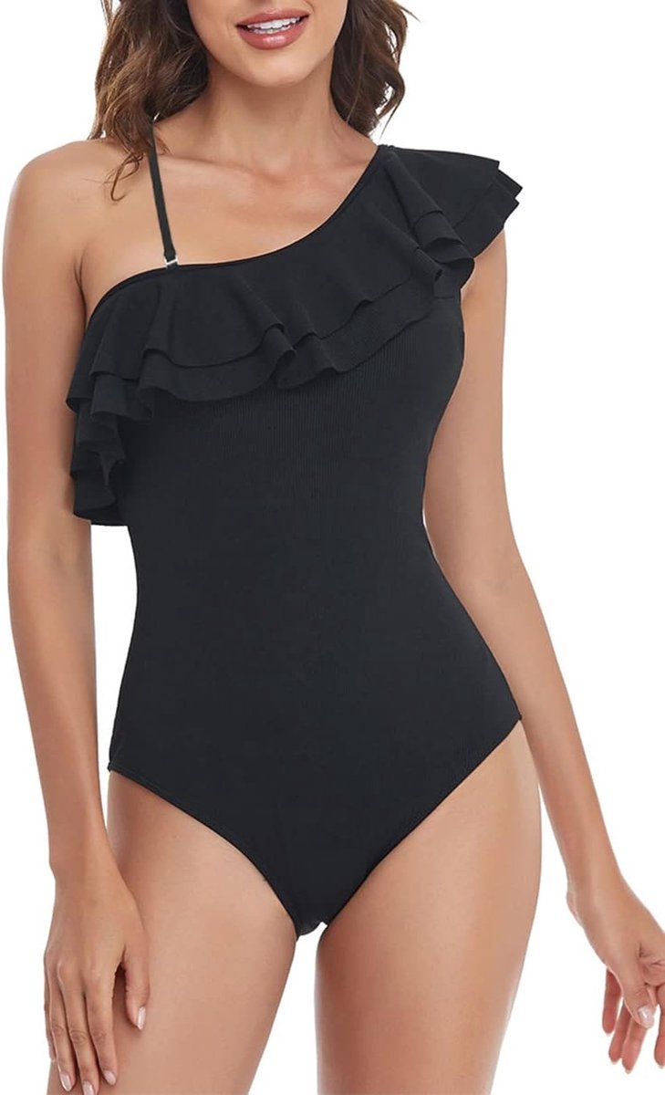 eendelig badpak voor dames, met ruches, blote rug, strandbikini, elegante monokini, ruches