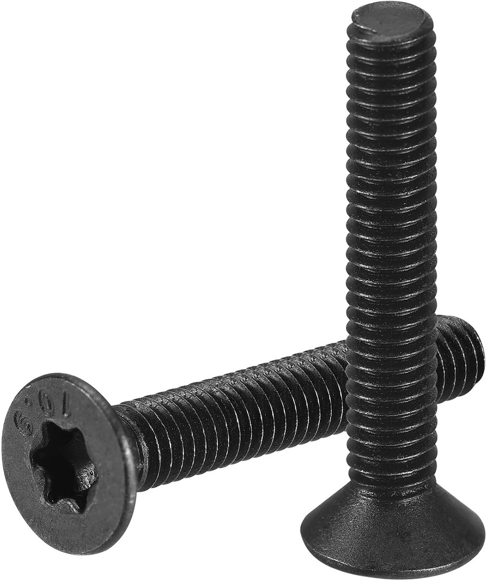 Machineschroeven, 50 stuks, 10,9 klasse koolstofstaal, verzonken kop, torx, diefstalbestendig, zwart geoxideerd, volledige schroefdraad