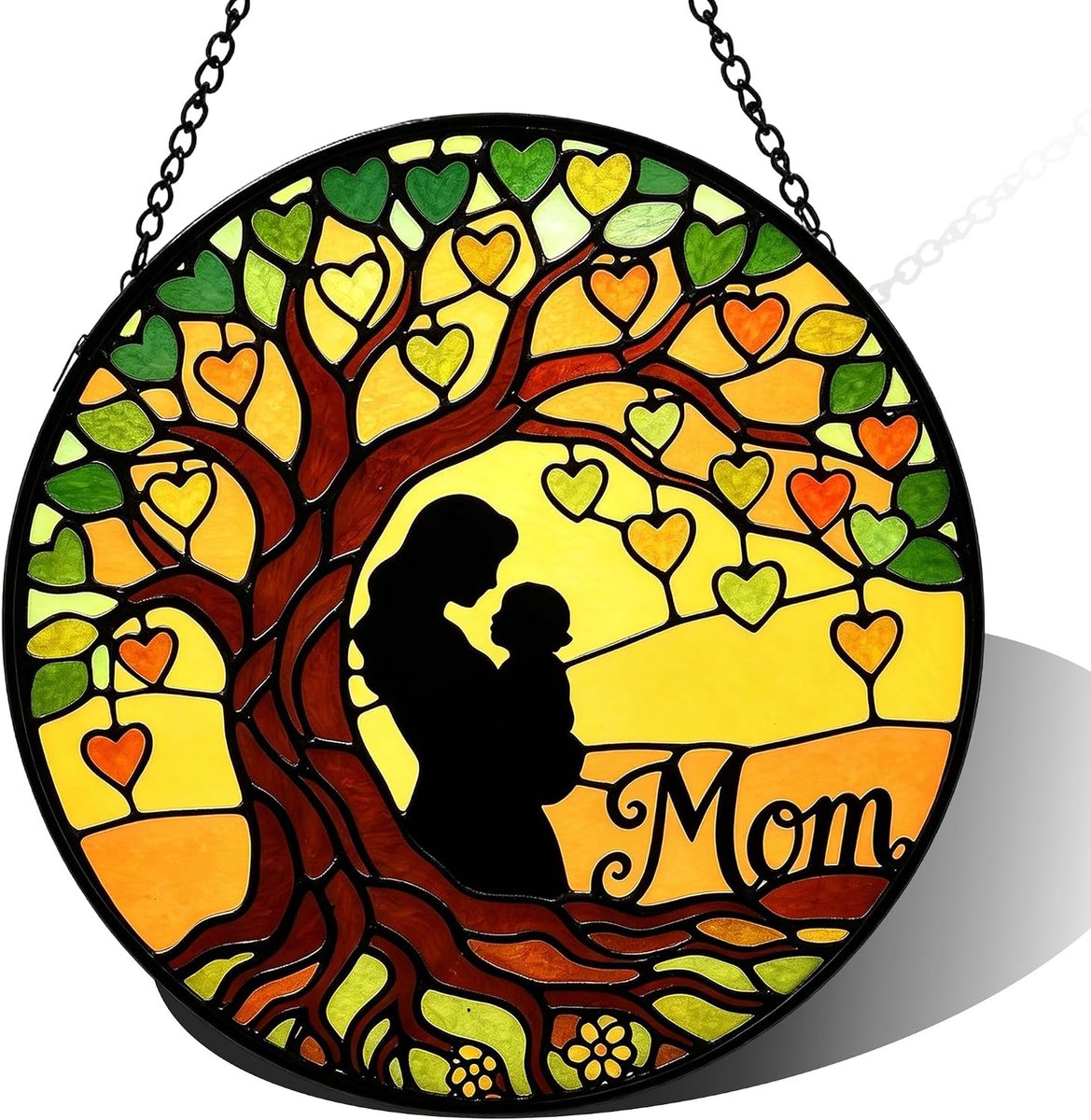 Mama, cadeau, zonnevanger, raamdecoratie, hangend, 16 cm | Moederdagcadeau voor mama, vrouwen, verjaardag, moeder met baby onder levensboom, raamdecoratie voor kamer, tuin, balkon