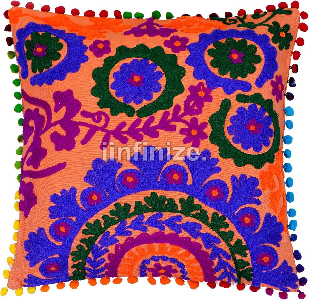 Kussenhoes 16x16 Inch - Katoen - Traditioneel Bloemmotief - Perfect voor Sofa Decor - SnelShoppen