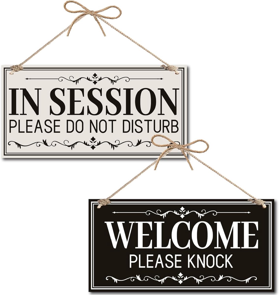 In Session Please Do Not Disturb Sign Welcome Please Knock Wood Outdoor Sign Houten Hangend Bord Houten Plaquette met Jute Touw Rustieke Wall Art Decor voor Kantoor Woondecoratie Geschenken