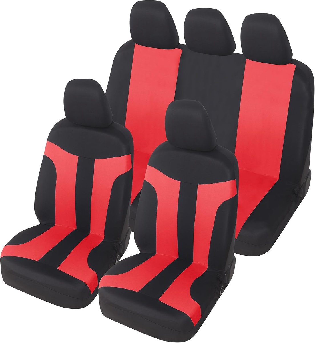 Accessori Lupex - Universele autostoelhoezen LS05 | Kleur Rood | Set Voor en Achter | Polyester | Geen Suv