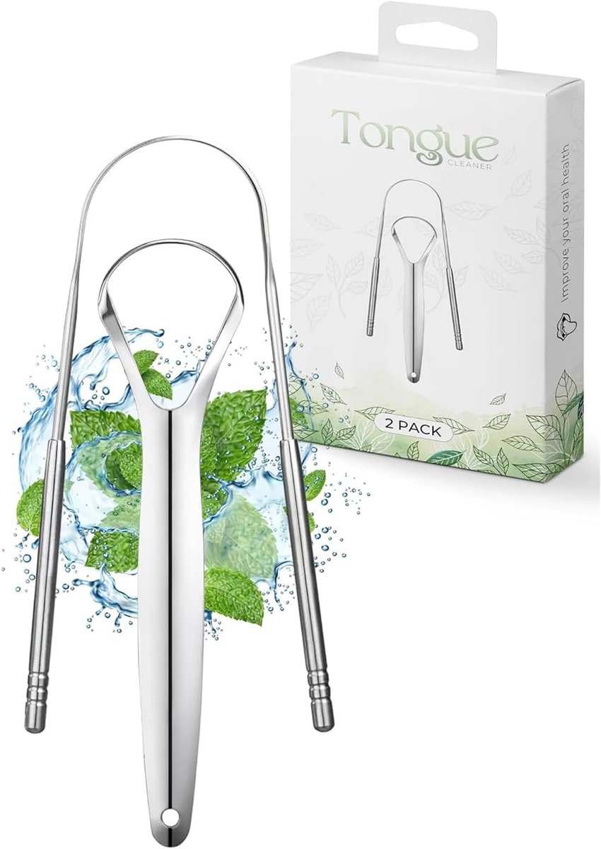 Tongschraper, 1 U & 1 Y-vorm, tongreiniger van roestvrij staal, optimale mondhygiëne, frisse adem en gezonde mond, tongschrapers voor volwassenen en kinderen