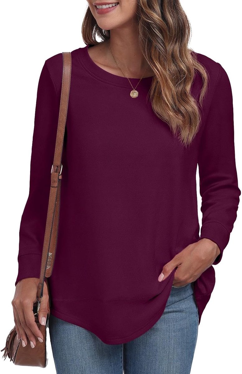 Sweatshirts voor Vrouwen UK Warme Ronde Hals Lange Mouw Tops Vrouwen Casual Tuniek Shirts