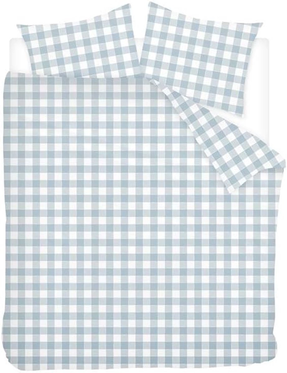 Dekbedovertrek Double 200x200/220 cm - Flanel - Blauw ruitpatroon - Ideaal voor een warme nachtrust - SnelShoppen