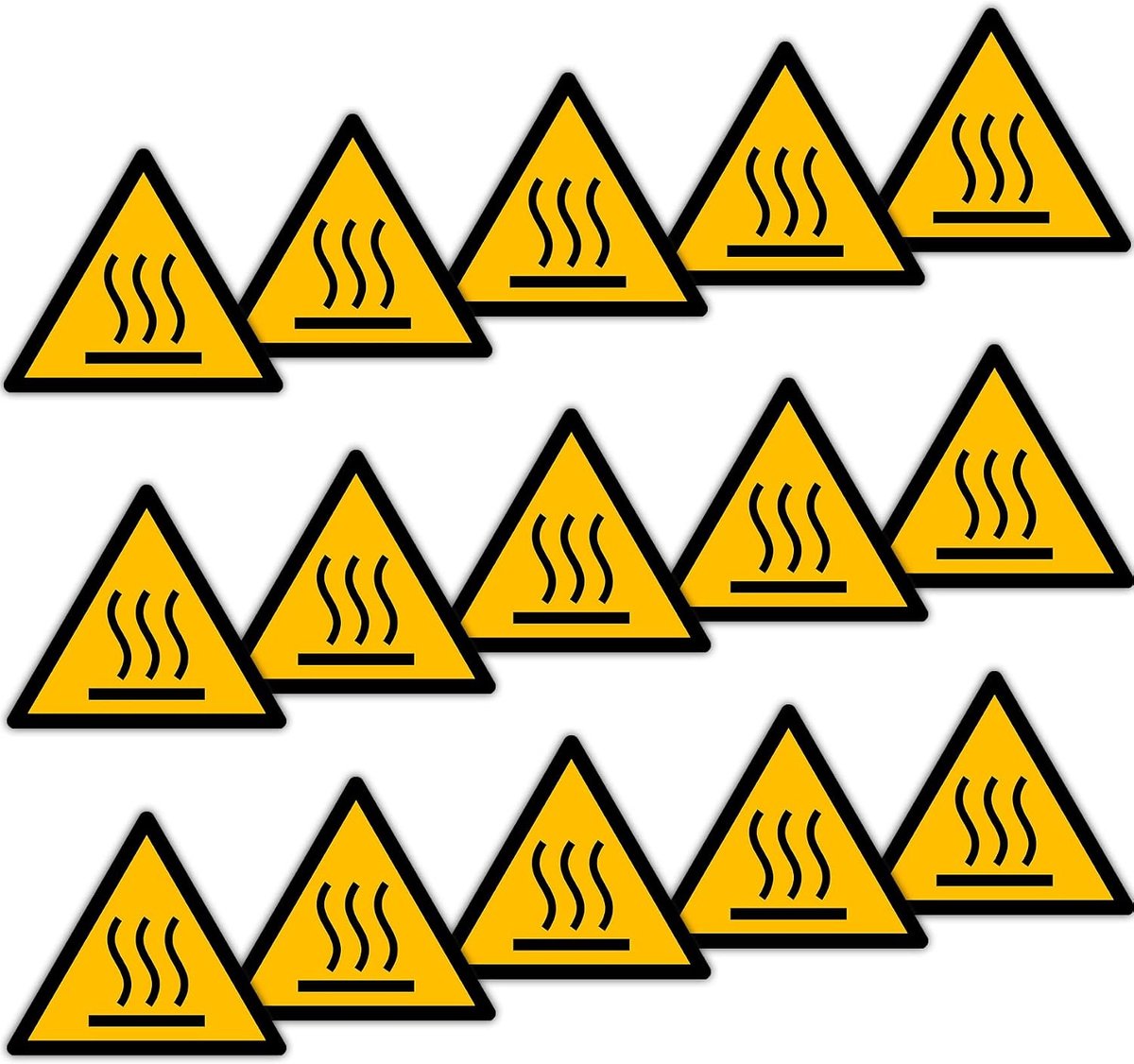 Heet oppervlak / signaal driehoek W017 goedgekeurd, ASR A1.3, DIN EN ISO 7010 polyester geel zwart (40mm - 15 stuks)