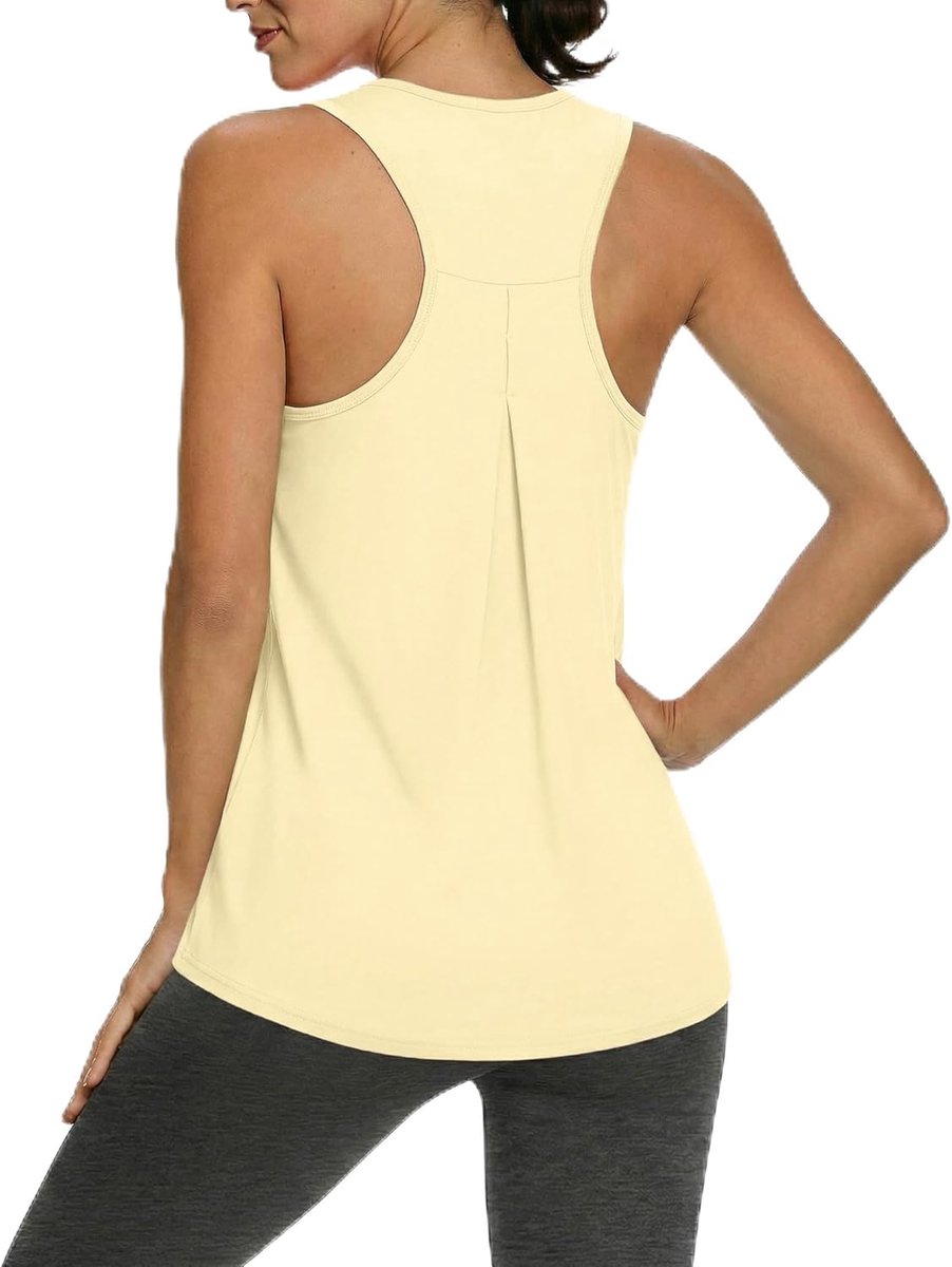 Sportshirt voor dames, mouwloos, ademend, fitness, yoga, gym, losse pasvorm, ronde hals