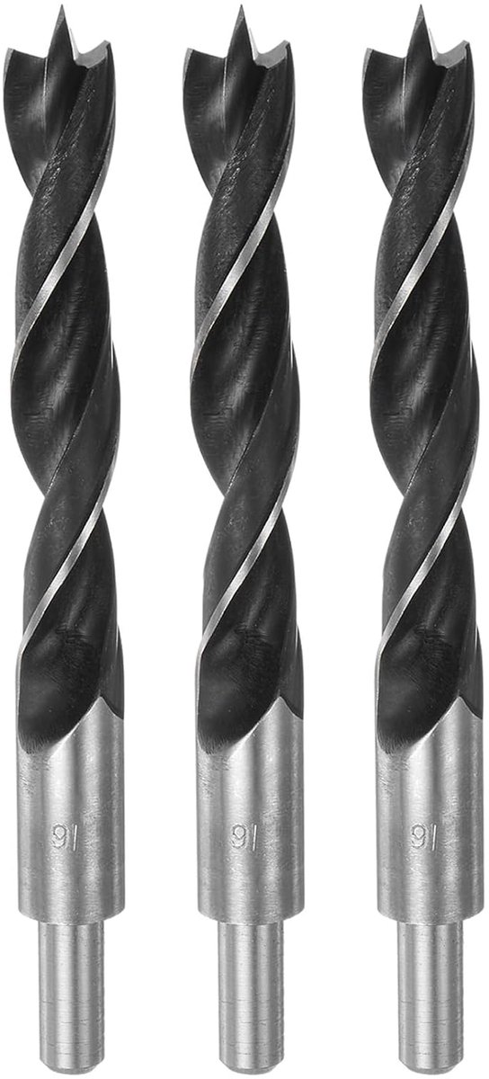 Brad Point boren 16 mm (5/8") diameter rechte ronde schacht boor metrisch Brad Point 115 mm (4,53") boordiepte spiraal twist boor voor timmerman, kunststof rubber