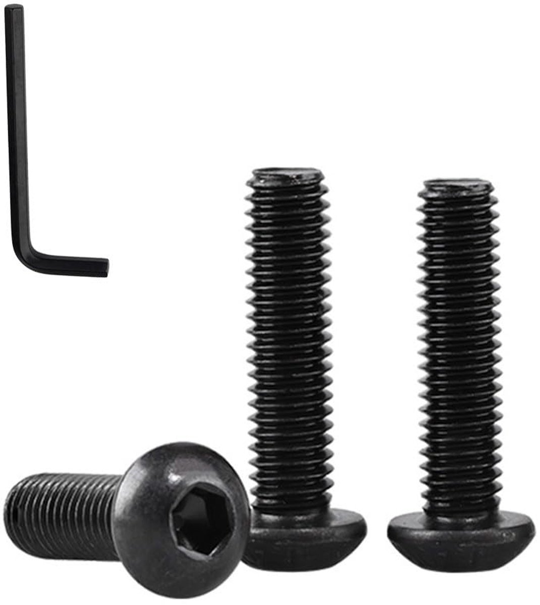 20 Stukken Inbusschroeven - M4 tot M6 (8-30 mm) Zwart Koolstofstaal Machinegeschroefde Schroeven Pan Head Schroef met Inbussleutel, M4 x 30mm