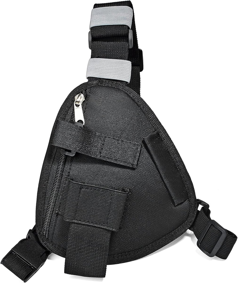 Tweewegradio Borstas Universele Vesttas met Schouderband en Riemhouder voor BAOFENG Motorola Midland Icom Cobra Walkie Talkie (Zwart, Klein)
