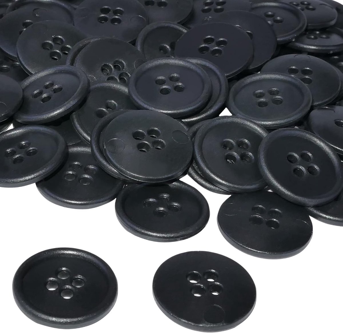 Knopen om te naaien rond Ø20x3 mm met 4 gaten - kleur zwart 32L L32 - van kunststof - opening 3 mm - korte naaien kleding mode breien decoratie