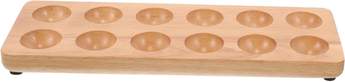 Houten Eierhouder - Eierrekje Keuken - Eieren Vers Houden - Anti-breek Mechanisme - 31.7 x 11 cm - Houtkleur