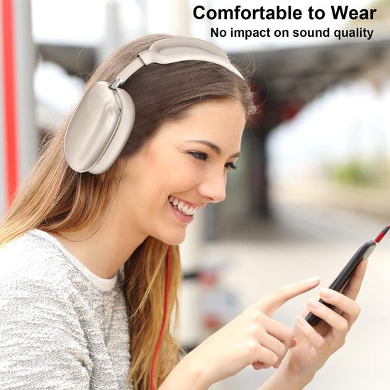 Hoes voor Airpod Max hoofdtelefoon, anti-kras oorkussentje, hoesje/oorschelpenhoes/hoofdband cover voor Airpod Max, 3-in-1 accessoires, beschermhoes voor Airpods Max (TPU Beige) — afbeelding 5