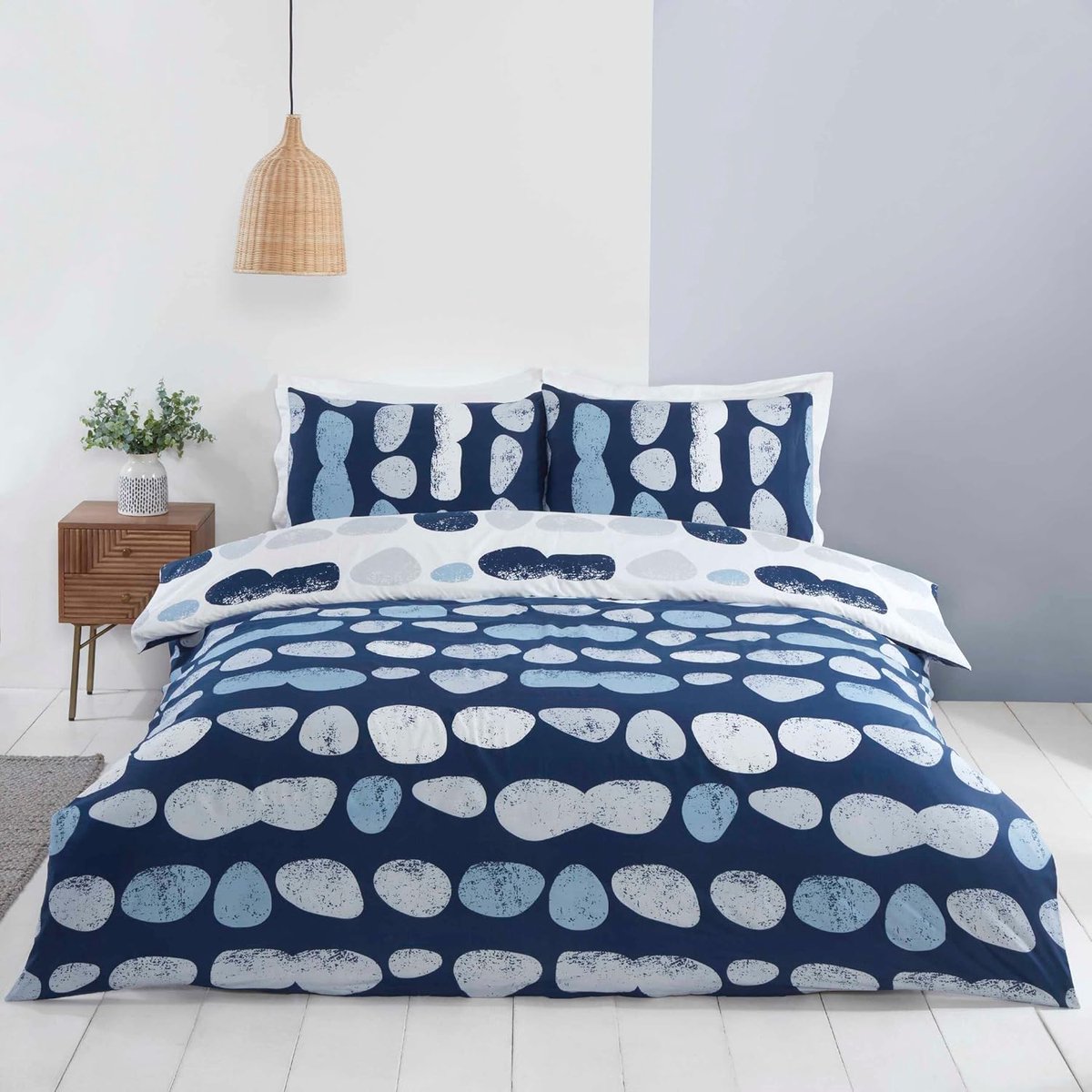 Home Truro Mircrofibre Tweepersoons Omkeerbare Dekbedovertrek Set Blauw