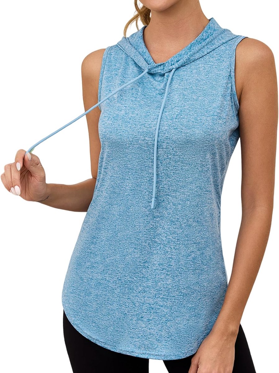 Dames sport tank top fitness mouwloos hoodie sport running T-shirts training bovenstuk