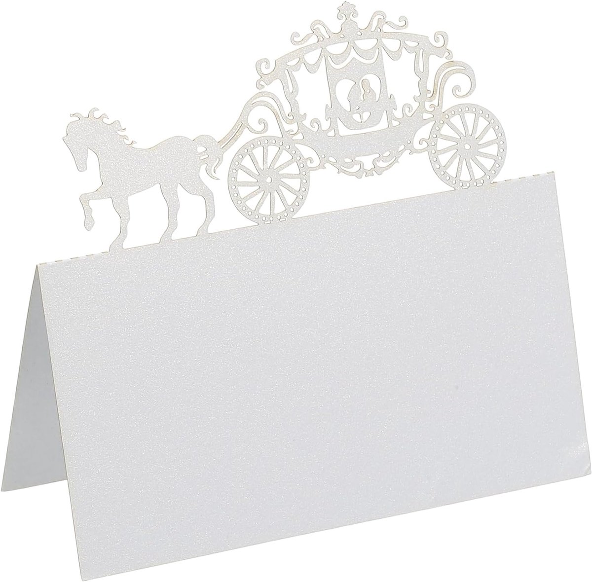 50 stuks bruiloft plaats kaarten, laser gesneden bruiloft auto tafel plaats kaarten voor tafel instelling bruiloft receptie buffet, wit