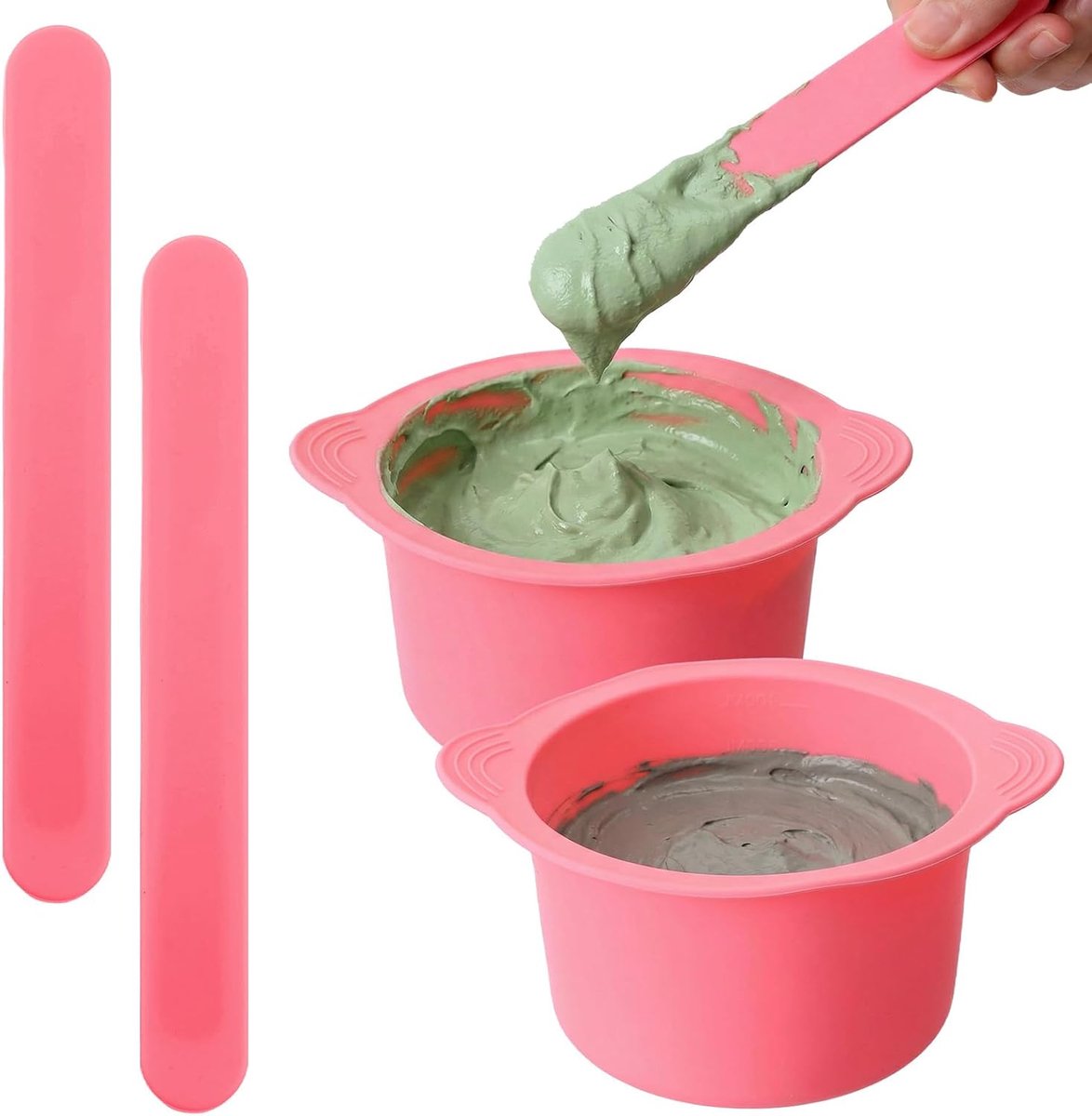 2 stuks siliconen waxschaal, siliconen waxverwarmer liner met 2 waxspatelsticks voor het verwijderen van haar om DIY-gezichtsmaskers te maken, om pigmenten te mengen