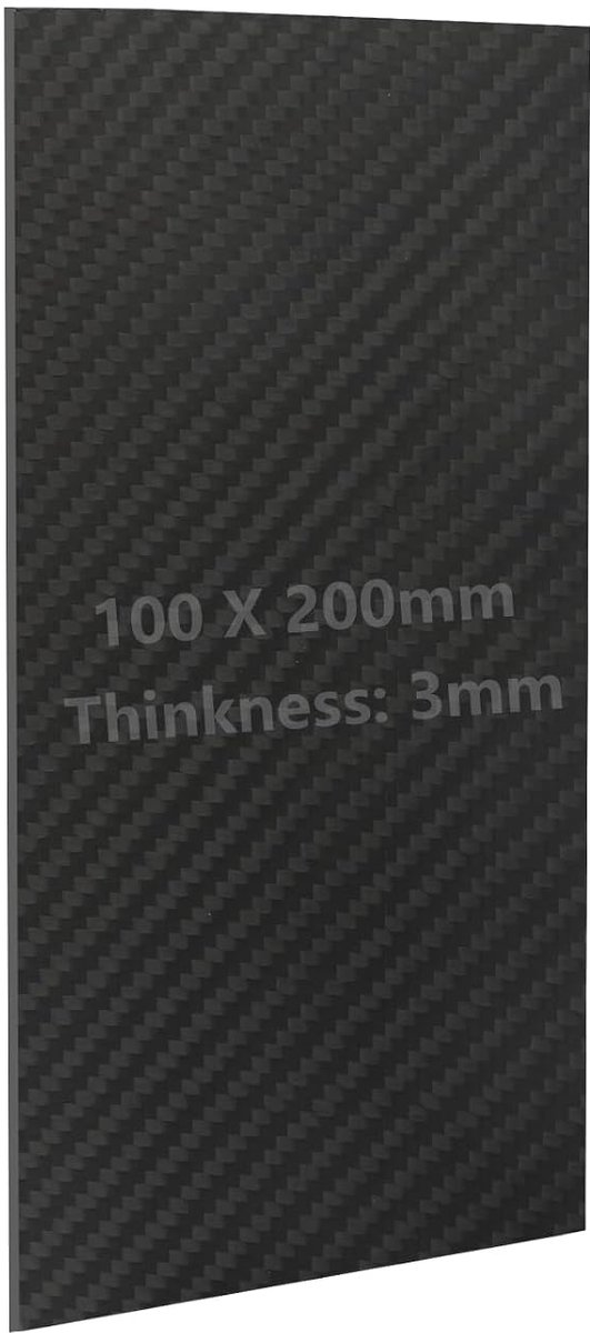 1 stuk koolstofvezelplaat, 100 x 200 x 3 mm, koolstofvezelplaat, GFK-koolstofplaat, 3K keperstof, mat koolstofvezelplaat voor handgemaakte doe-het-zelf, portemonnees, modelonderdeel