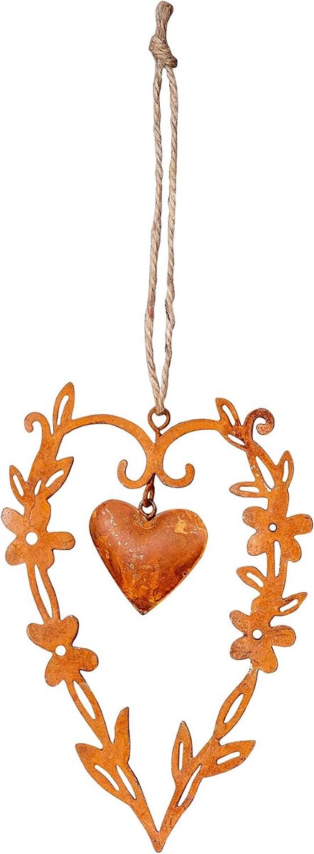 Levandeo Schild hart 9x13cm metaal tuindecoratie deurplaat patina muurschildering roestdecoratie decoratie roest tuinbord cadeau-idee