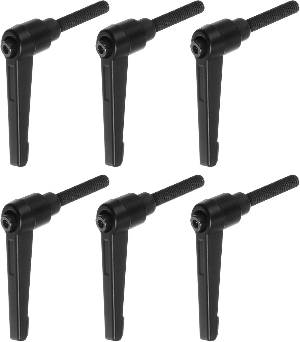 6 stuks instelbare klemhendel handgrepen M6 x 40 mm buitendraad schroefdraadbout knoppen draaischroef vergrendeling snelsluiting ratel drukschakelaar handvat zwart