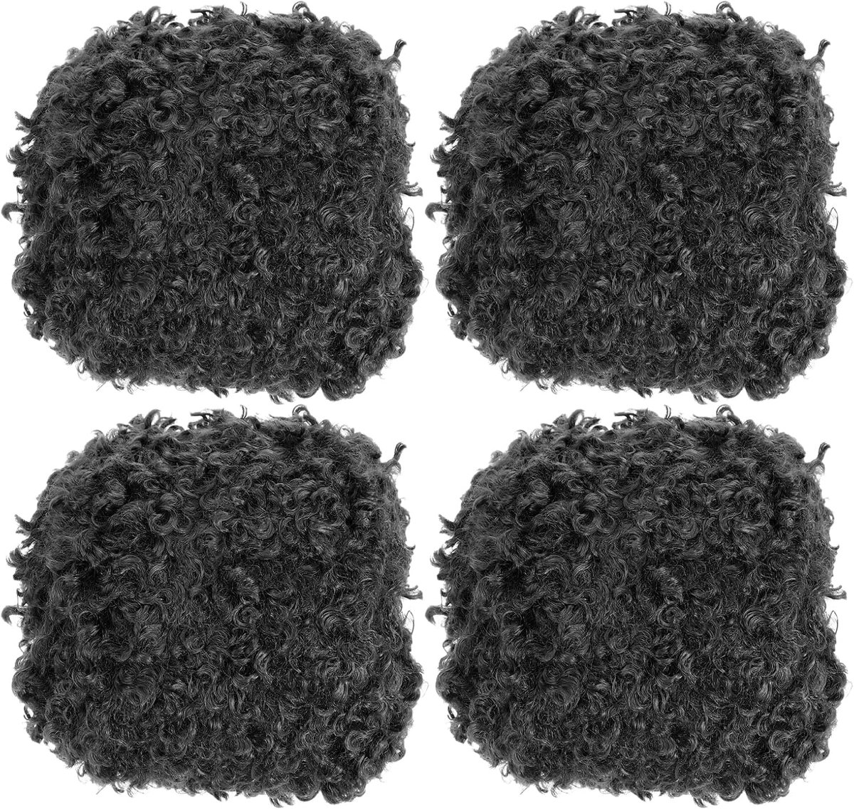 Pluizig garen, 4 strengen donzig garen van imitatiebont, gehaakte zachte polyester pluche bontwimpers voor haken, gebreide deken, tapijt, trui, sjaal, hoed, beer ambacht, zwart