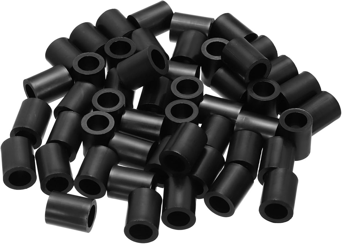 50 stuks M8 ABS afstandhouders 5/16 "ID x 1/2" OD x 0,6 "l Plastic Ronde Spacer Washers Zwart Standoff Moer Zonder schroefdraad voor M8 of 5/16 Inch Schroeven Bouten Elektrische Outlet