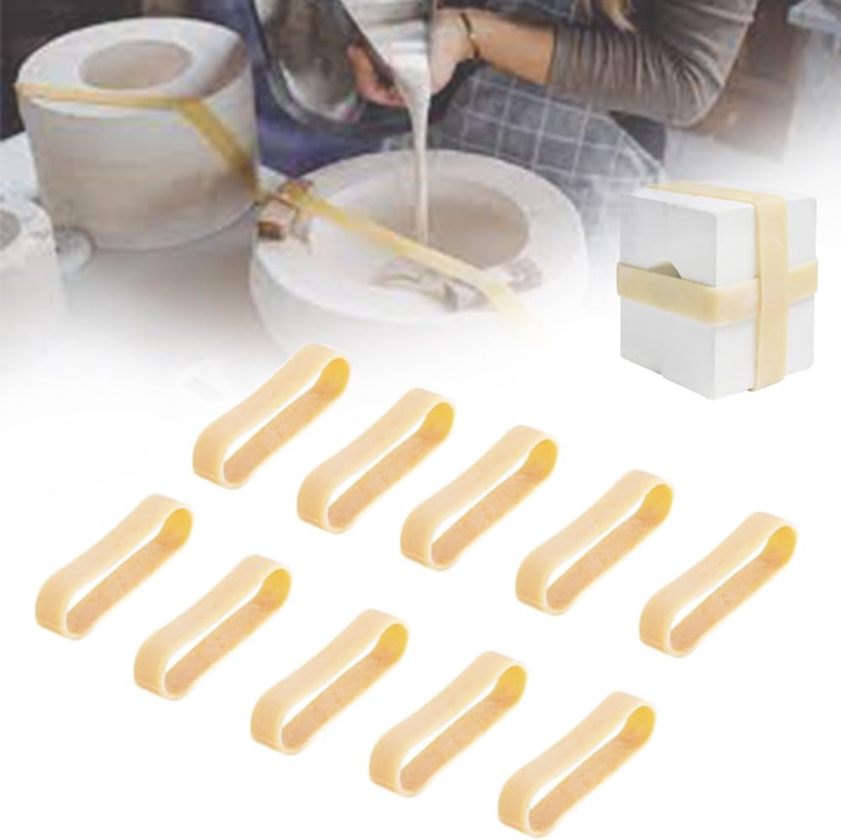 rubberen band voor pottenbakkers keramiek, thuisknutselaars - zware bevestigingsmiddelen, 10 stuks (groot)