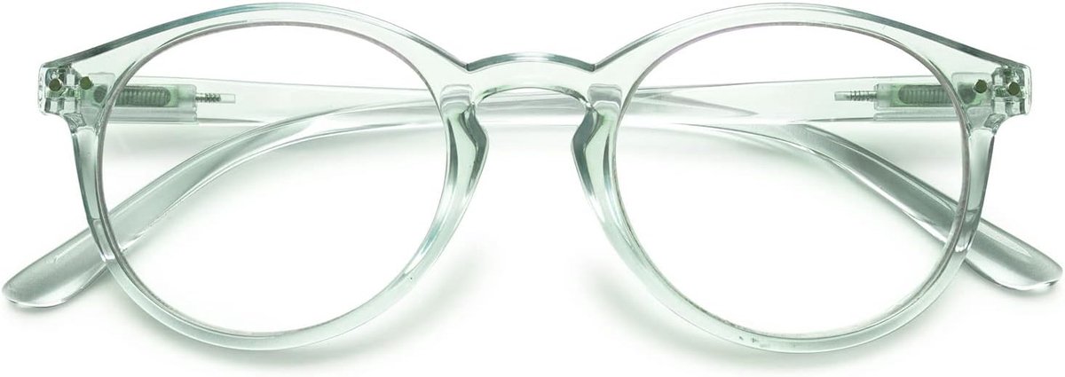 Mode anti-blauw licht leesbril veerscharnier dames heren ronde leeshulp anti-vermoeidheid bril 1.0 1.25 1.5 1.75 2.0 2.25 2.5 2.75 3.0 3.5 4.0, 1 x transparant blauw