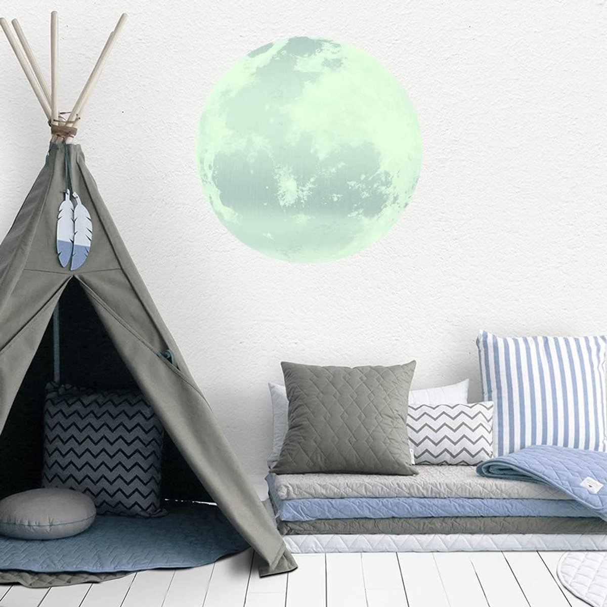 30cm Gloeiend voor Plafond Gloeiende Muursticker Muursticker of Muurstickers Lichtgevende Maanvorm Maan Gloeiende Muursticker Home Decor voor Kinderkamer Slaapkamer Decoratie