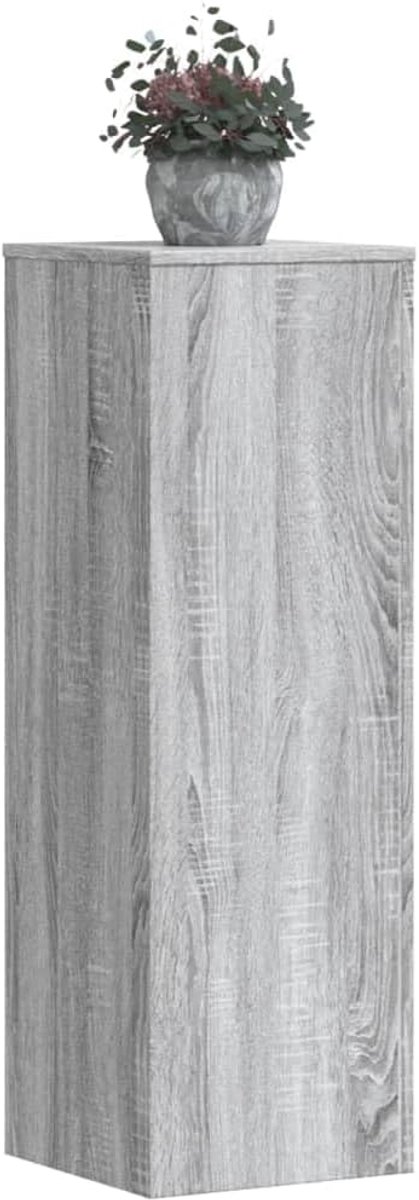 2 stuks, grijs Sonoma, 33 x 33 x 100 cm, houtmateriaal, standaard voor plantenpotten met stabiele bovenplaat, holle constructie voor zandvulling, tijdloos design, eenvoudig
