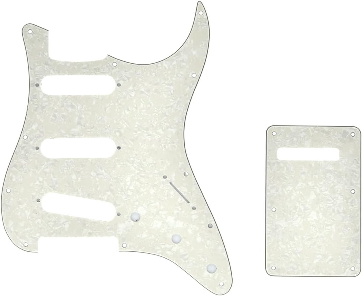 11 Hole ST/Strat Stijl Slagplaat SSS Pick Guard met ST Back Plate Tremolo Trem Cover voor USA/Mexico Stratocaster/Strat Aged Pearl