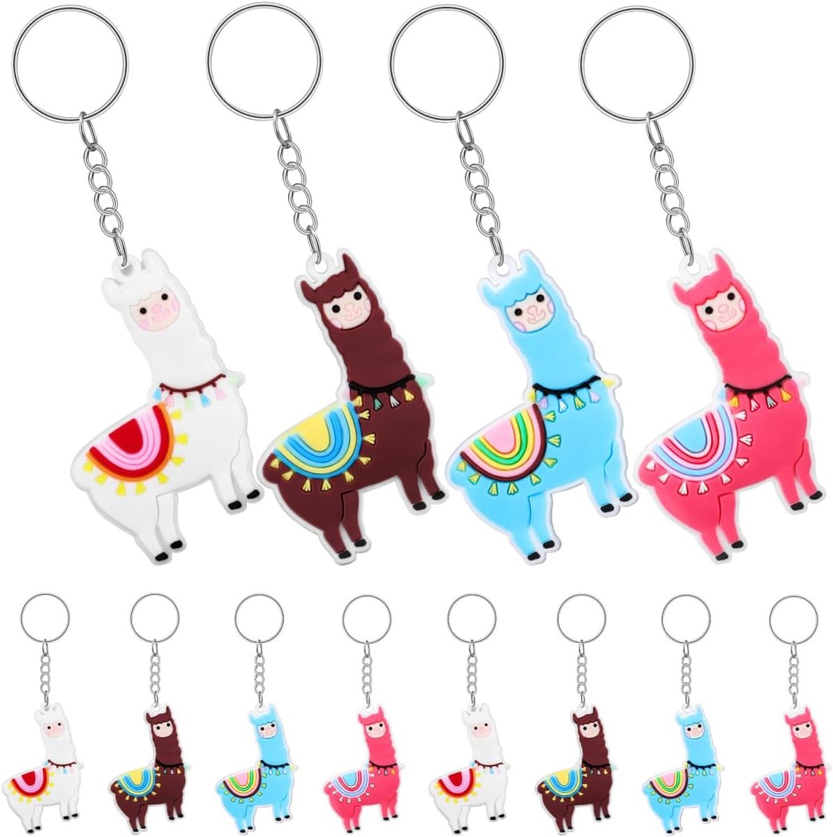 12 stuks alpaca-sleutelhangers alpacageschenken leuke diersleutelhanger voor verjaardagsfeest babyshower klaslokaal school prijzen beloning | Gastgeschenk en cadeautje voor kinderverjaardag, alpaca-decoratie, tashanger voor rugzak