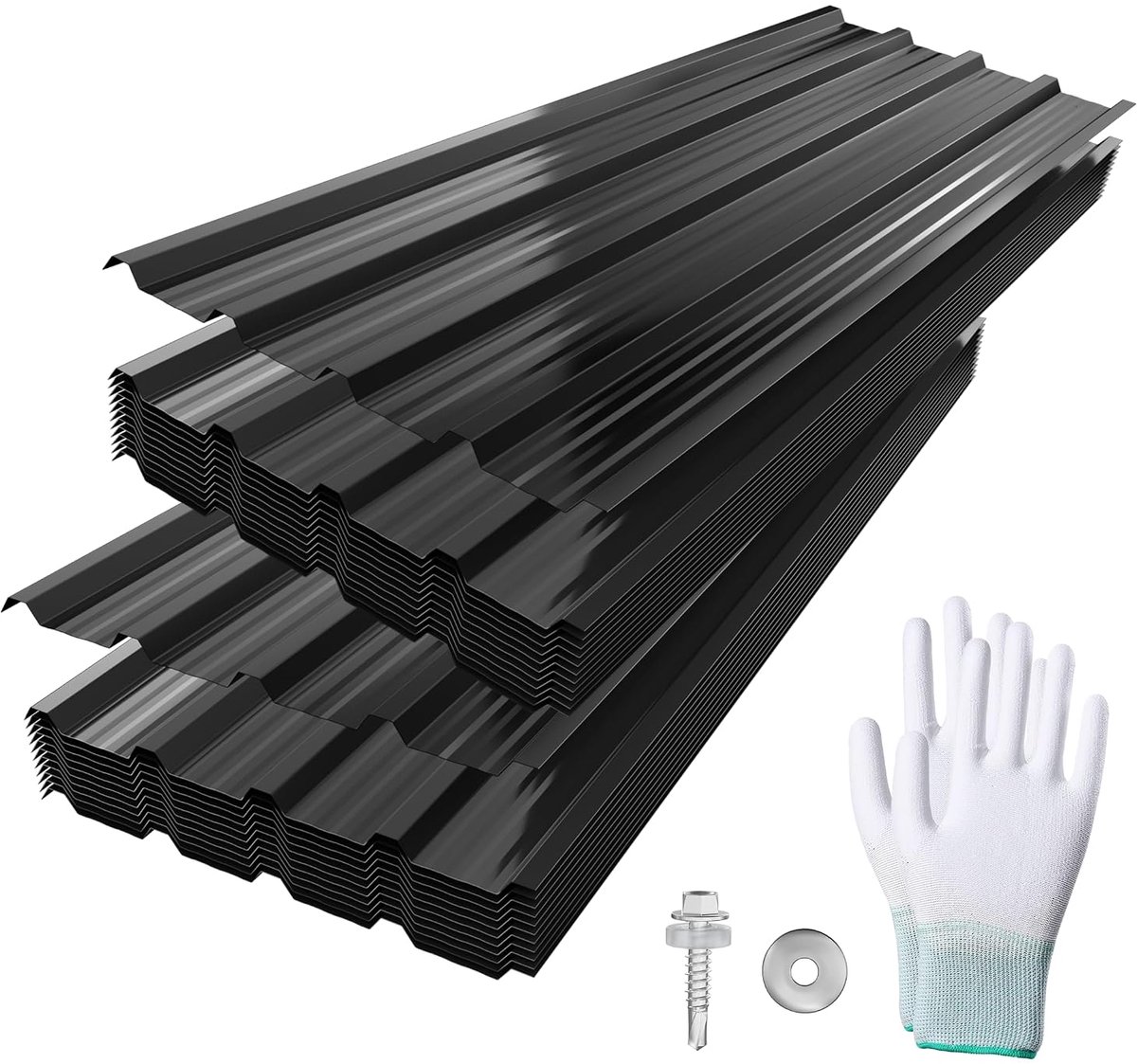 129x45cm zwart 24 stuks dakplaat verzinkt muur & dak | 24 stuks dakplaat, 129 x 45 cm, zwart, verzinkt, hoge stabiliteit, geschikt voor carport, wand- en dakconstructies