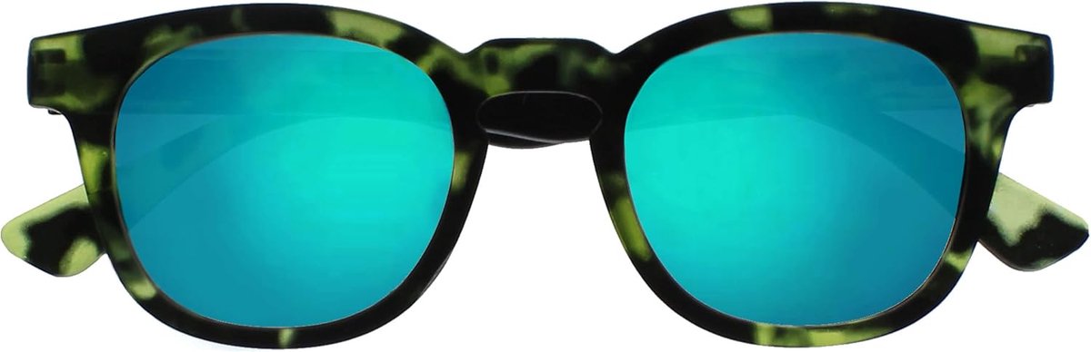 Bay Gespiegeld Dik Ronde Mannen Vrouwen Matgroene Schildpad Zon Lezers Leesbril UV400 S97-6 +2,00