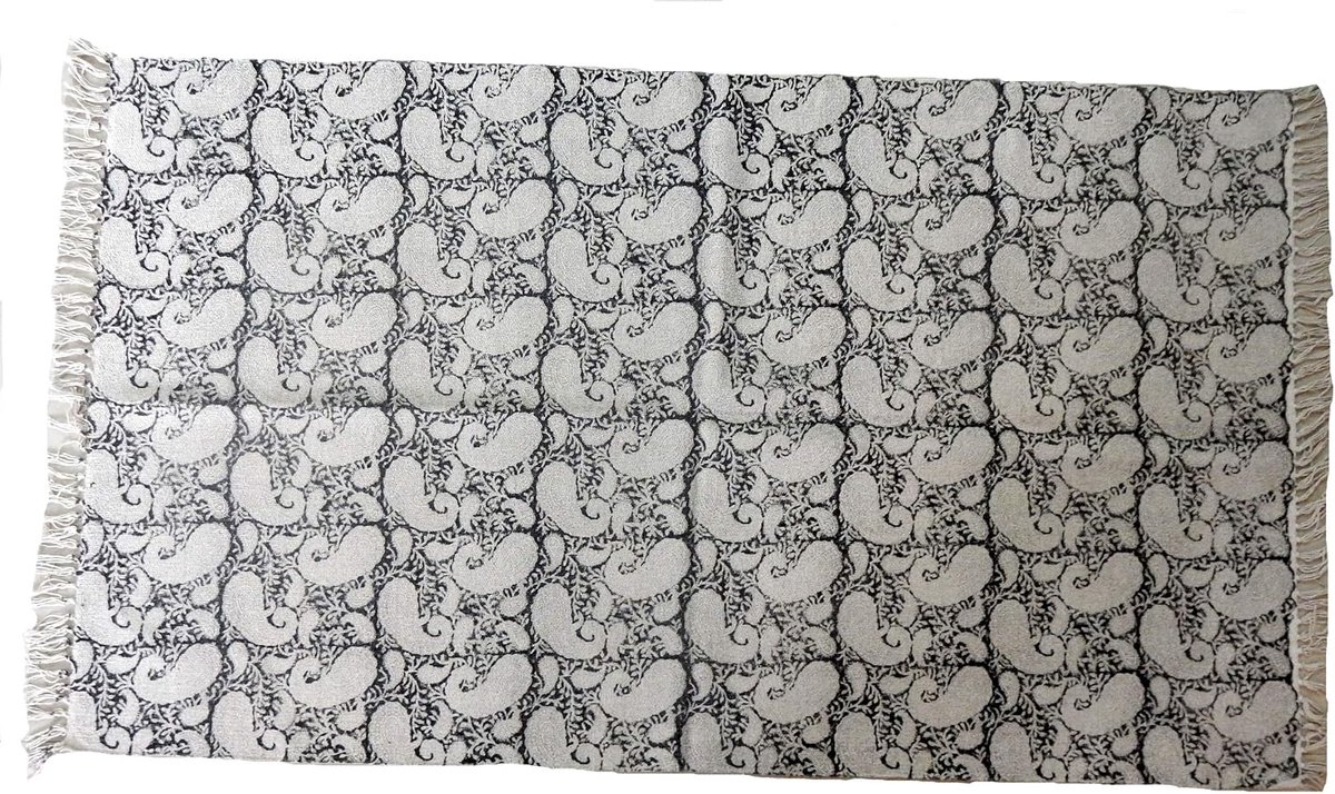 Rug 3x5 ft - Pure katoen - Handgeweven vintage blokprint - Ideaal als yoga mat - SnelShoppen