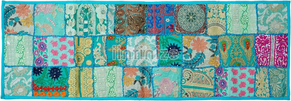Patchwork tafelkleed 40 x 152 cm - handgemaakt katoen - vintage bloemendesign - perfecte decoratie voor thuis - SnelShoppen
