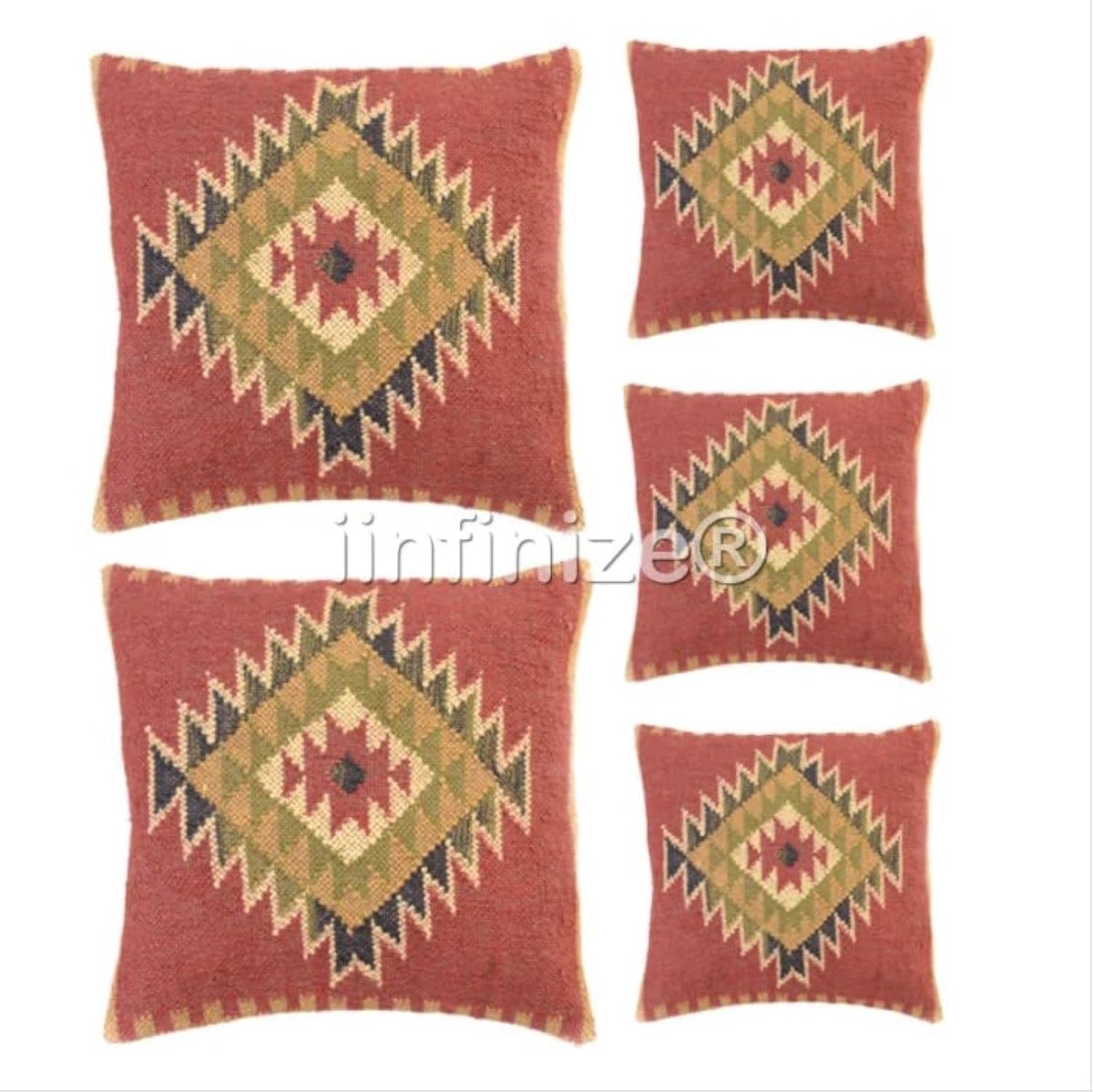 Kussenhoes 45x45 cm - Handgeweven Wol-Jute - Kilim Design - Perfect voor de woonkamer - SnelShoppen
