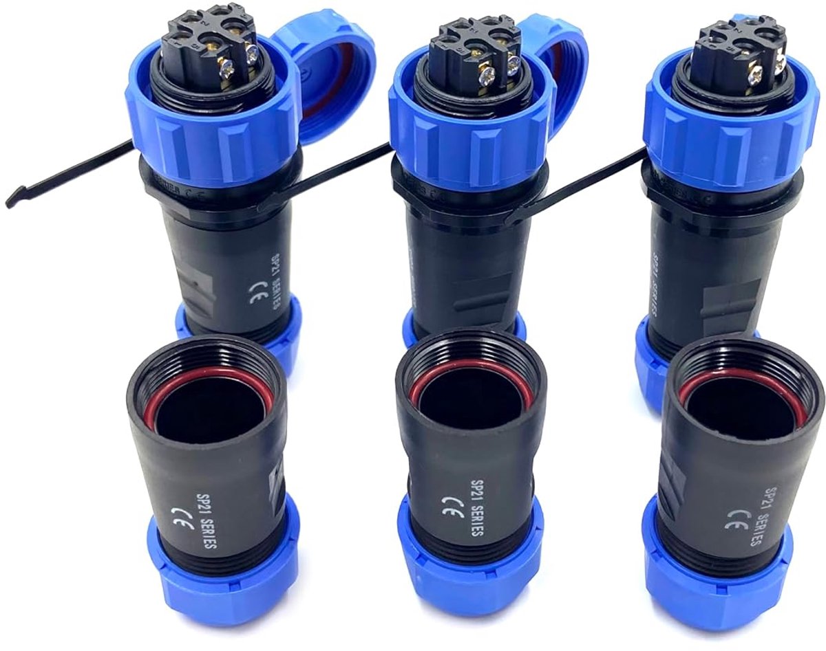 3 stuks aansluitstekker, luchtvaartstekker, SP21, 5-polig, IP68, 5-pins, soldeervrije luchtvaartstekker, waterdichte luchtvaartstekker voor buitenlampen, gebruikt 500 V, 30 A (12 AWG kabel met