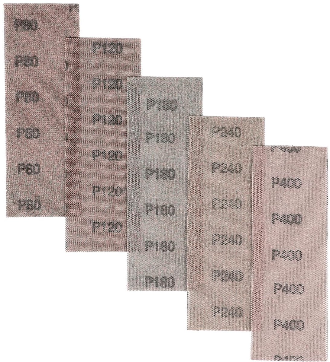 30 stuks schuurstrips 70 x 198 mm, schuurbladen voor stofvrij schuren van hout, plamuurmassa, lak, kunststof (korrelgrootte: 6 x P80 + 6 x P120 + 6 x P180 + 6 x P240 + 6 x P400)