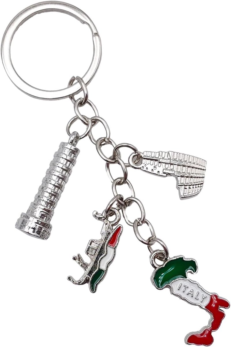 Italianità met toren van Pisa, Colosseum, Venetië gondel en laarzen, Italiaanse vlag, cadeau-idee voor auto, huis, reis en liefhebbers van Italië, Meerkleurig., 11,5 CM
