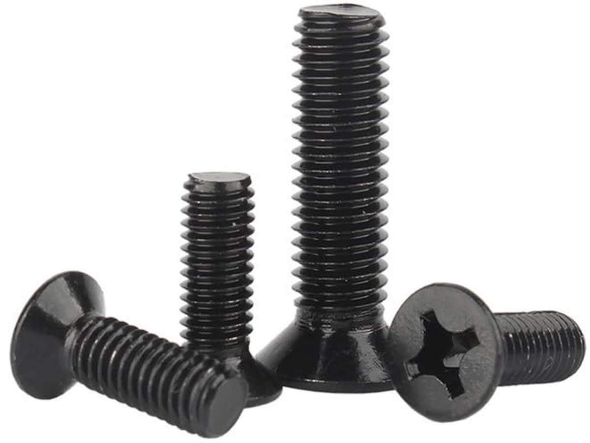 x 40mm 10 Pcs Kruiskop Bouten met verzonken kop Roestvrij staal 304 Zwart Zink Platte kop Bouten Machine schroeven Metriek Bevestigingen