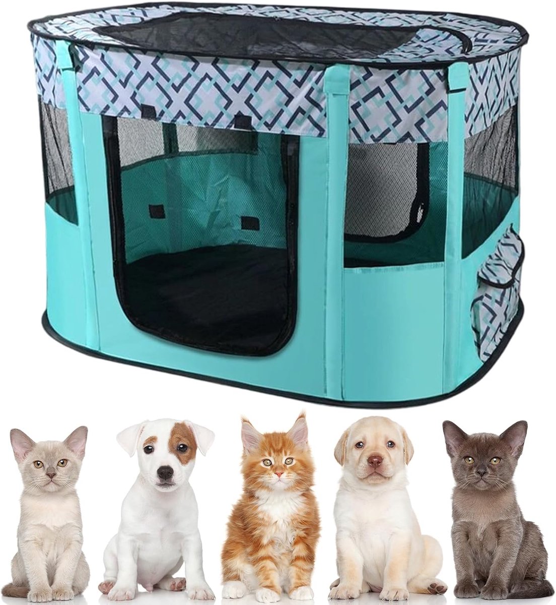 Loopstal voor puppy's, 70 x 55 x 40 cm, box voor honden, katten, konijnen en kleine dieren binnen en buiten