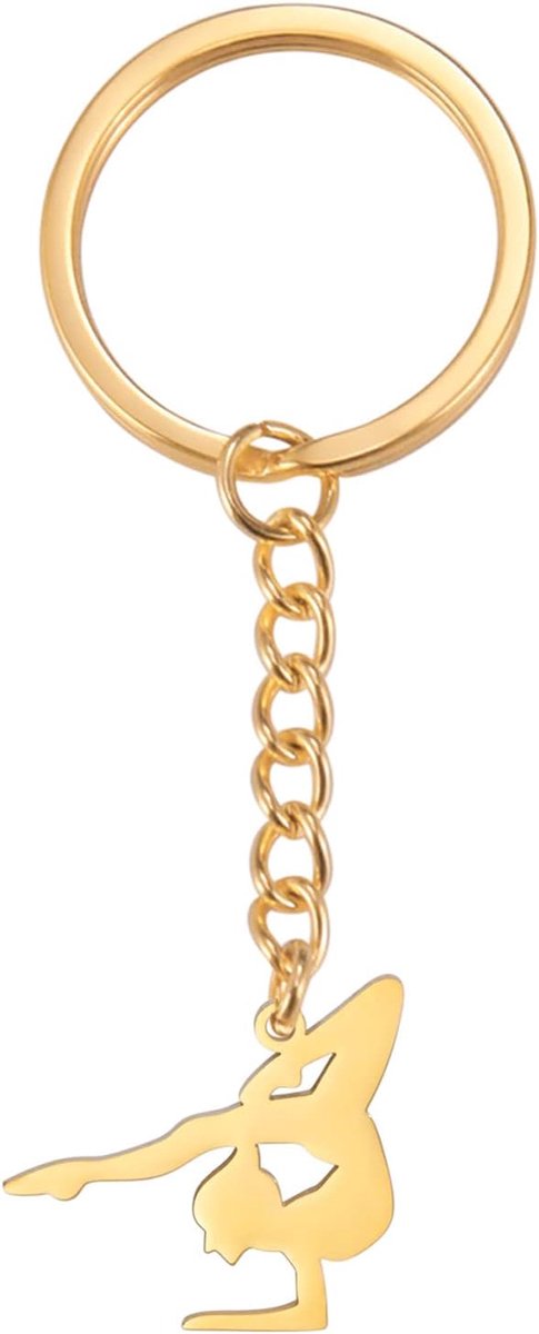 Gymnastiek Sleutelhanger Rvs Sport Ballerina Charm Hanger Gymnast Coaches Sieraden Geschenken Voor Meisjes