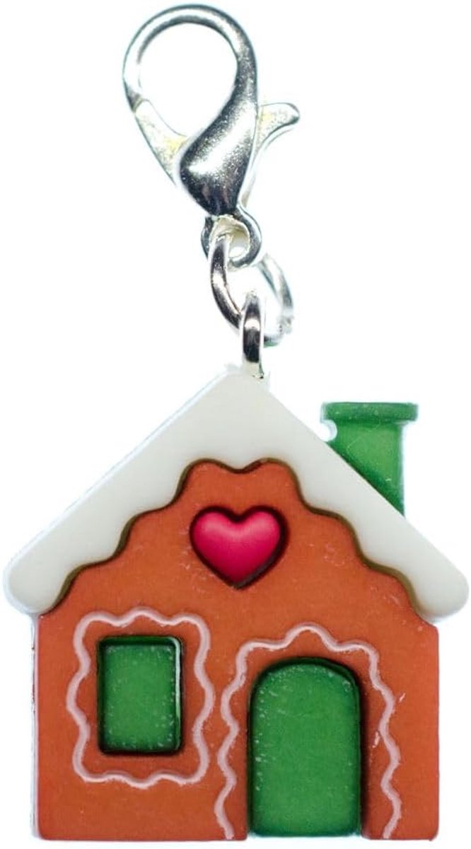 Haus Charm huisje, peperkoek, handgemaakt modesieraad, verzilverde kettinghanger, bedelarmband, hanger voor armband, 20 mm, Kunststof