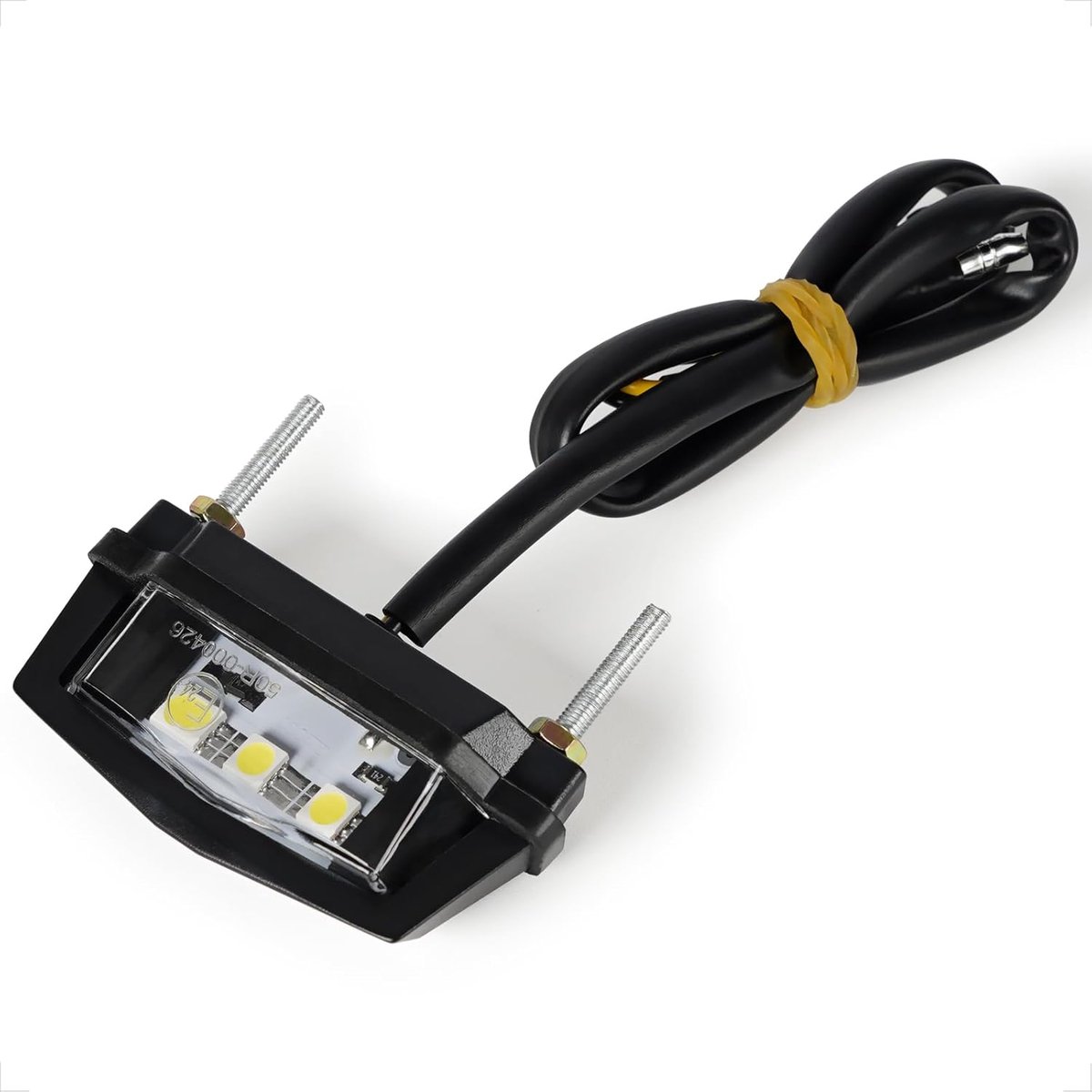 evermotor 12V motorfiets kentekenverlichting, M3 schroef met moer, E24 E-getest, 3-LED kentekenverlichting voor motor, auto, quad, ATV, kabellengte 320 mm, zwart, waterdicht IP67