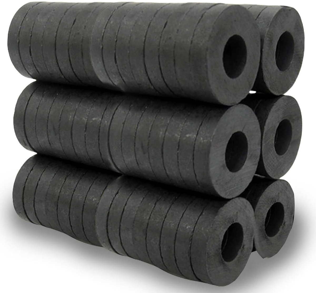 100 stuks ringmagneten, diameter 17,5 mm x 7,5 x 3 mm, ferriet, met gatring, magnetische ring, duurzaam, voor industrie, doe-het-zelf, hobby, projecten