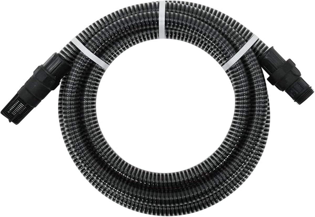 Zuigslang met pvc-aansluitingen, aanzuigslang met voetventiel en zeef, uitgerust voor tuinpomp 4 m 22 mm zwart