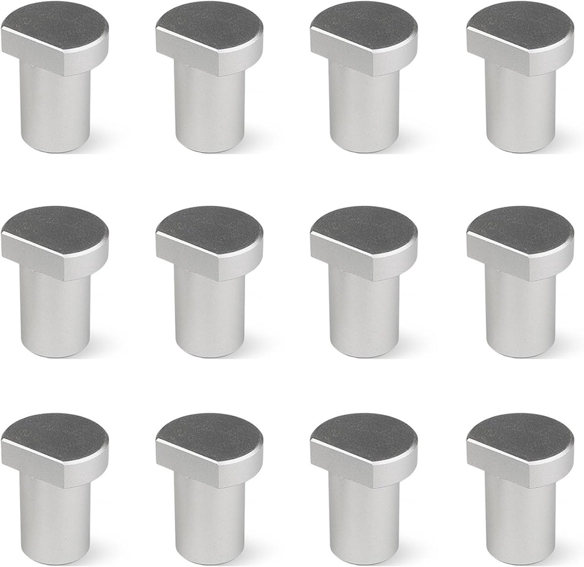 Set van 12 zitbanken, reminzetstukken van aluminiumlegering voor 20 mm hondengaten, een essentiële houtbewerkingswinkel (20 mm, zilver)