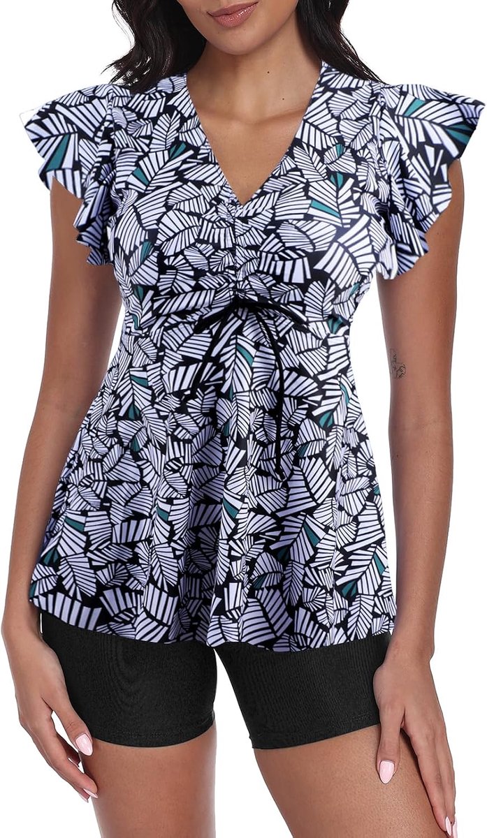 Tweedelig badpak voor dames, push-up tankini-set met zwemshorts, badmode
