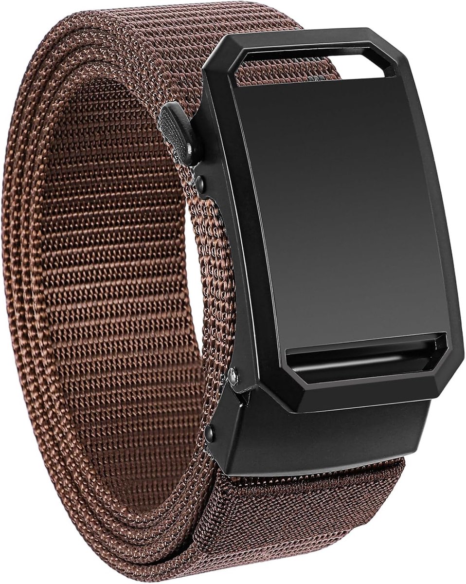 Herenriem, riem zonder gaten, automatisch, verstelbaar, van nylon, riem met schuif voor golf, werk en reizen, met doos, cadeau voor mannen